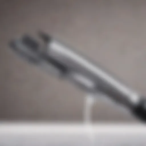 A close-up view of a self turning curling iron showcasing its innovative design.