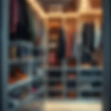 A well-organized closet featuring transparent shoe boxes for easy visibility