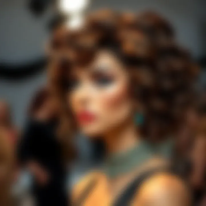 Styled Curly Wig for Various Occasions A styled curly wig ready for different occasions.