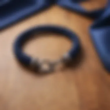 Elegance of Navy Blue Elegant navy blue bracelet on a wooden surface.
