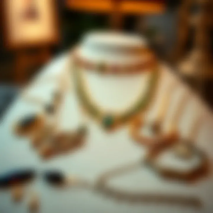 Artistic Display of Aesthetic Necklace Collection A collection of aesthetic necklaces displayed artistically on a textured surface