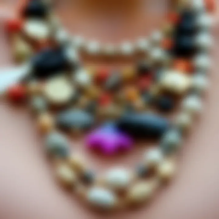 Diverse Materials in Aesthetic Necklace Designs Close-up of various materials used in aesthetic necklaces