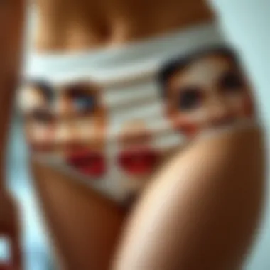 Emotional Resonance in Facial Underwear Design Close-up of a face-printed fabric conveying emotions