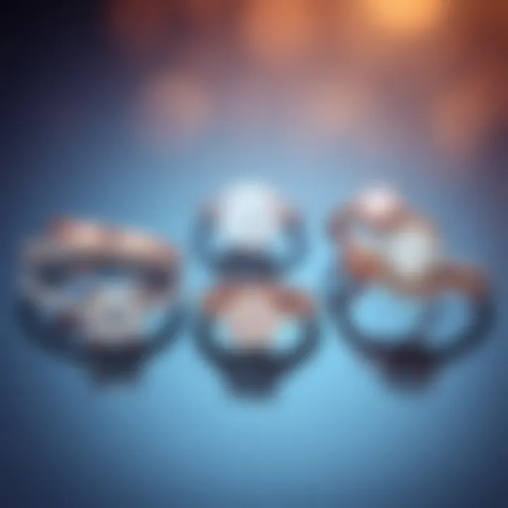 Variety of 14K rose gold CZ rings displayed creatively