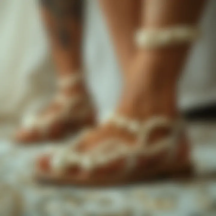 Intricate Craftsmanship of Pearl Sandals Elegantly designed pearl sandals showcasing intricate craftsmanship