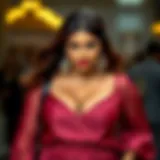 An elegant plus size cherry top styled with accessories