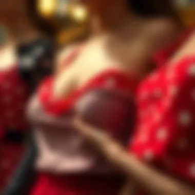 Variety of fabrics used in plus size cherry tops