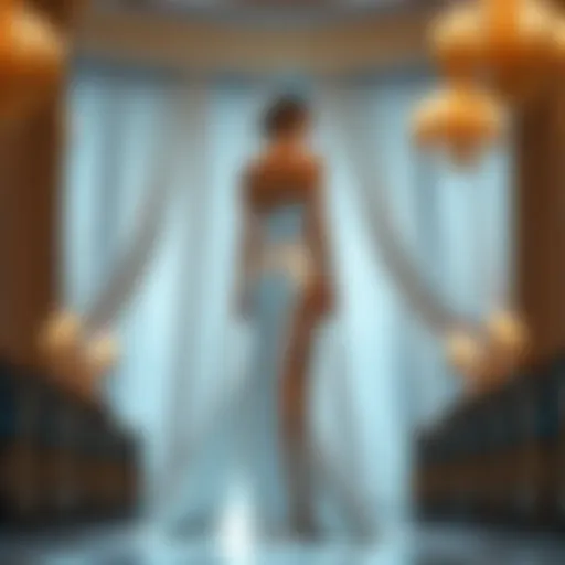 Elegant high slit gown in a luxurious setting