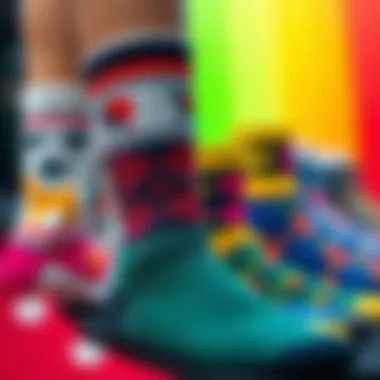 A collection of socks featuring various cultural motifs