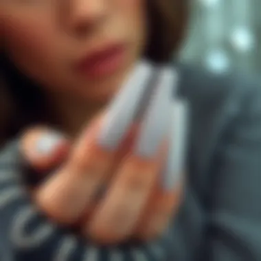 Chic long press on nails with a glittery finish