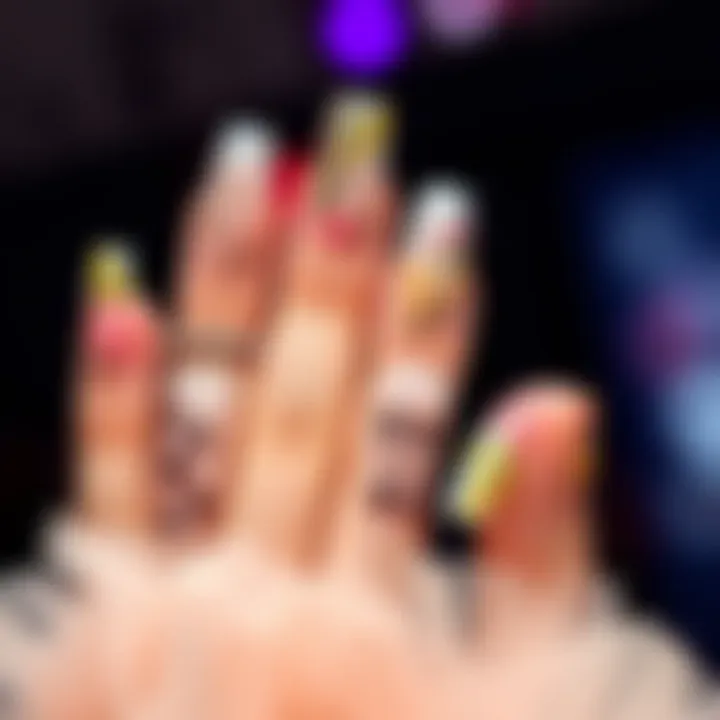 Elegant long press on nails with floral designs