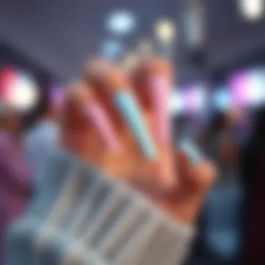 Stylish long press on nails featuring pastel colors