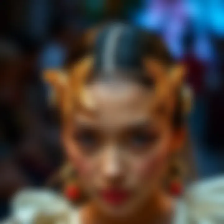 Close-up of a gold butterfly headband showcasing fine craftsmanship