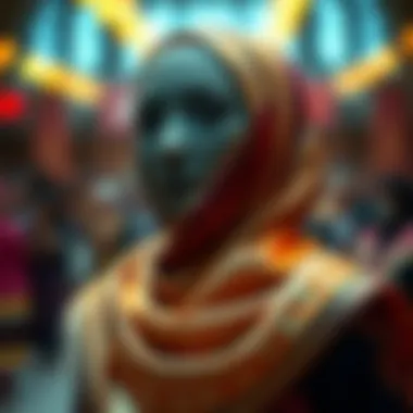 Luxurious silk underscarf displaying intricate patterns