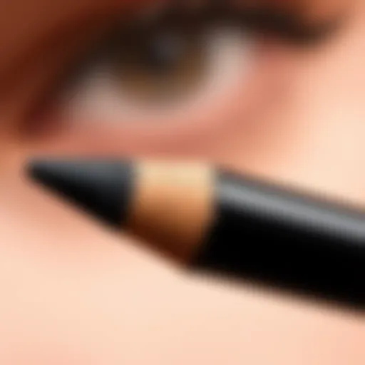 Close-up of a waterproof eyeliner pencil showcasing its texture and formulation