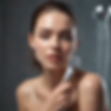 Person using an exfoliating brush in the shower