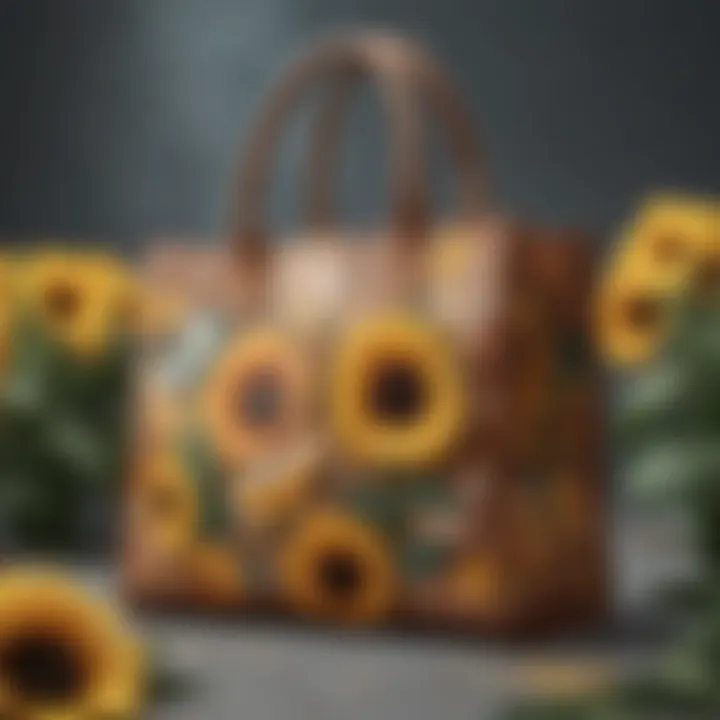 Artistic representation of sustainable fashion through sunflower bag integration