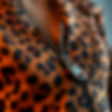 Intricate Zipper Details on a Leopard Print Dress Close-up of zipper detail on leopard print fabric