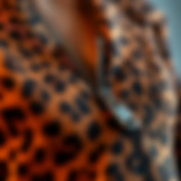 Intricate Zipper Details on a Leopard Print Dress Close-up of zipper detail on leopard print fabric