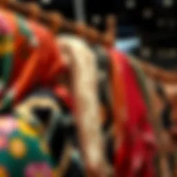Elegant array of colorful headscarves displayed beautifully