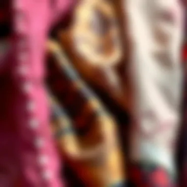 Close-up of luxurious fabrics used in headscarf designs