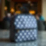 A stylish polka dot lunch bag on a textured surface