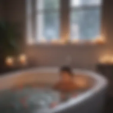 Candles placed strategically around a bathtub for relaxation