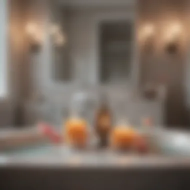 Elegant arrangement of scented candles in a luxurious bathroom setting