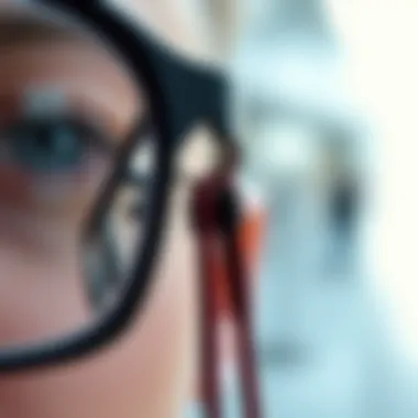 Detailed Attachment View A close-up of a retainer cord attached to eyeglasses