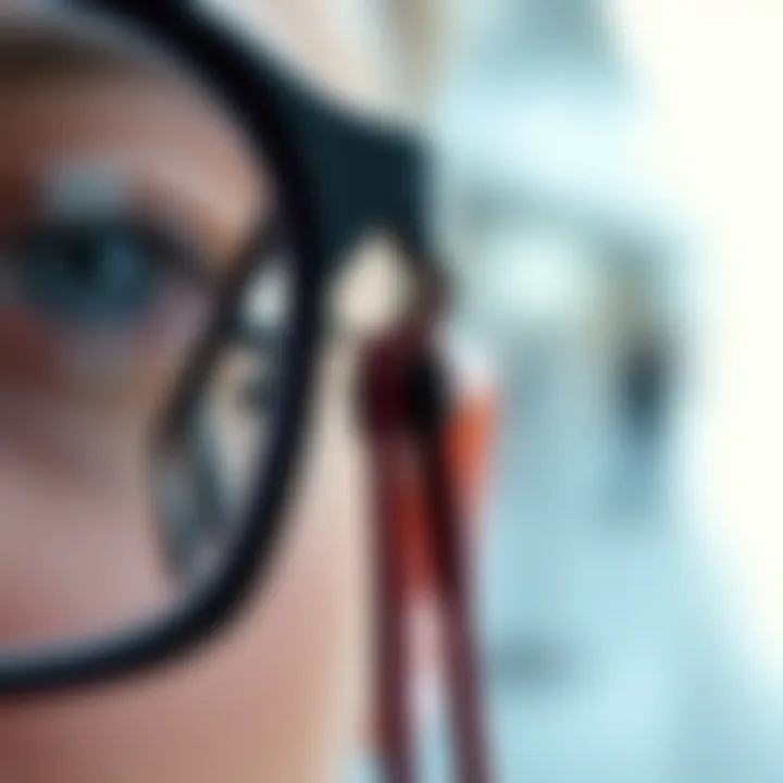 Detailed Attachment View A close-up of a retainer cord attached to eyeglasses