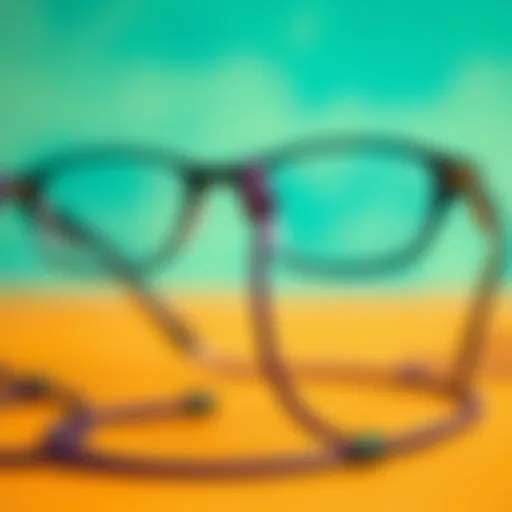 Chic Eyewear Accessory A stylish glasses retainer cord displayed against a vibrant background