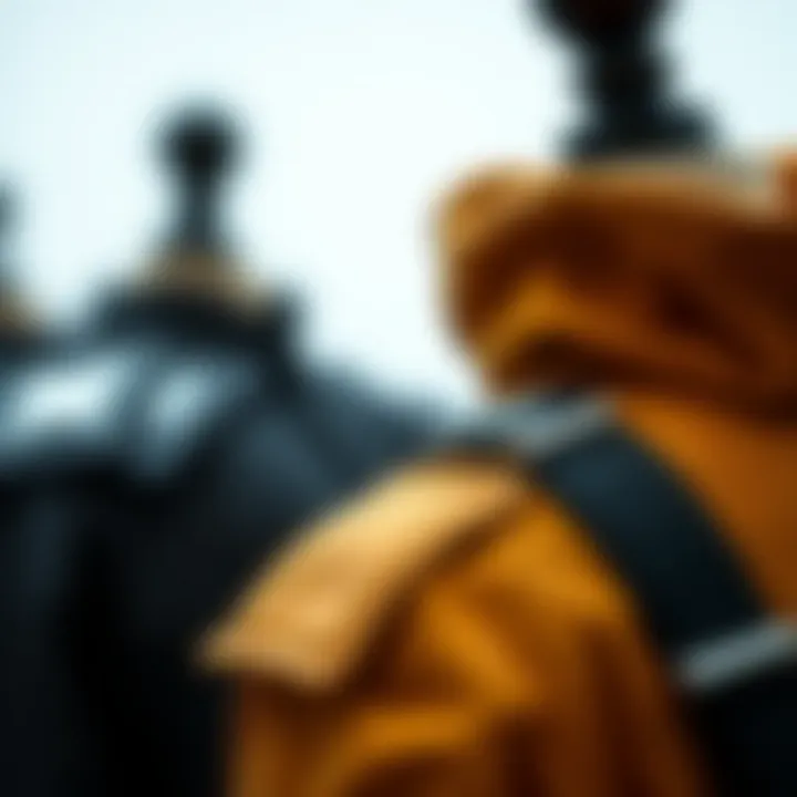 Close-up of different types of shoulder protectors in various fabrics